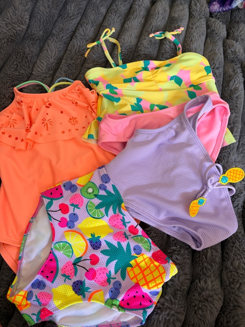 Cat & Jack Colorful Girls' Mixed Swimsuit Set - Pineapple & Fruit Prints